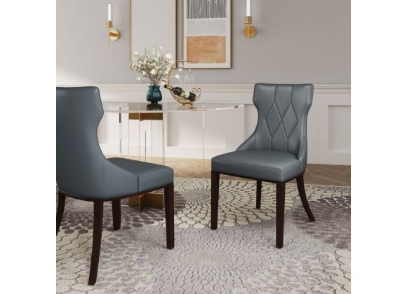 Manhattan Comfort Reine Faux Leather Dining Chair in Pebble Grey Set of 2