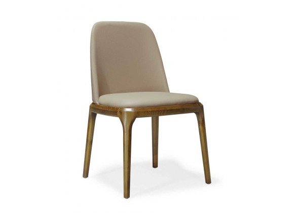 Manhattan Comfort Courding Tan and Walnut Faux Leather Dining Chair