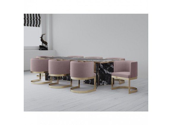 Manhattan Comfort Aura Blush and Polished Brass Velvet Dining Chair 