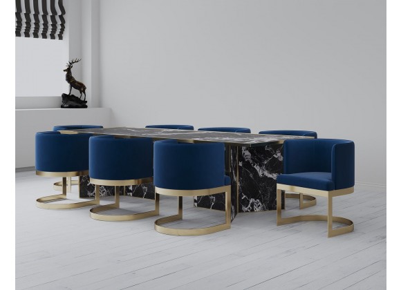 Manhattan Comfort Aura Royal Blue and Polished Brass Velvet Dining Chair