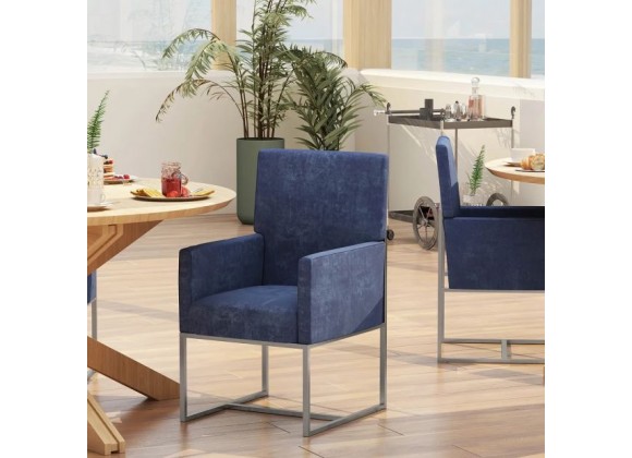 Manhattan Comfort Element Blue Velvet Dining Armchair