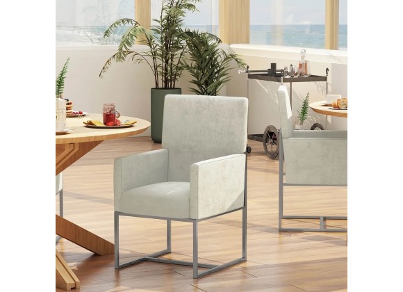 Manhattan Comfort Element Champagne Velvet Dining Armchair