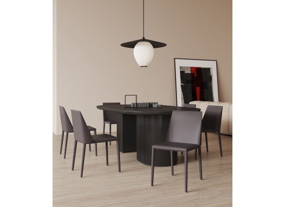 Manhattan Comfort Paris Grey Saddle Leather Dining Chair