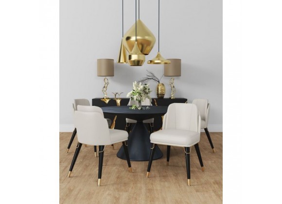 Manhattan Comfort Estelle Black Faux Leather Dining Chair