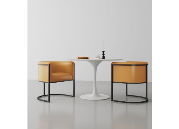 Manhattan Comfort Bali Saddle and Black Faux Leather Dining Chair
