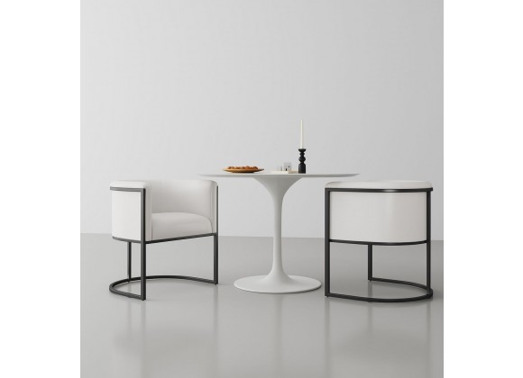 Manhattan Comfort Bali White and Black Faux Leather Dining Chair