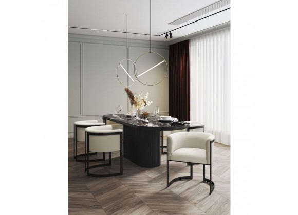 Manhattan Comfort Corso Leatherette Dining Chair with Metal Frame in Cream