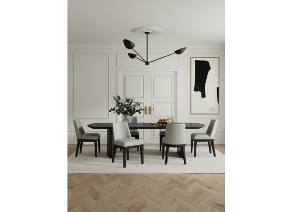 Manhattan Comfort Gansevoort Modern Faux Leather Dining Chair in Stone Grey Full Set