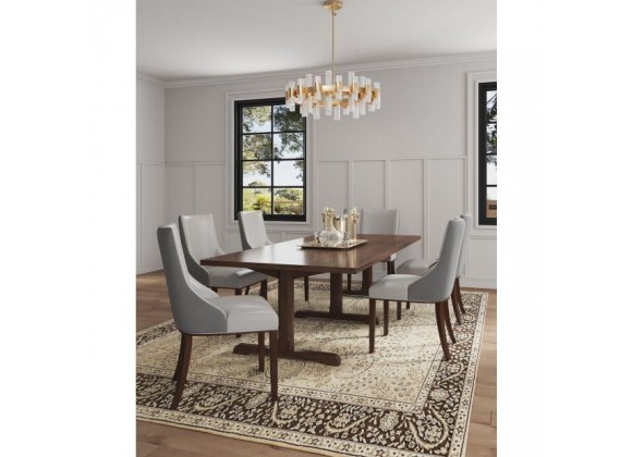 Manhattan Comfort Shubert Modern Faux Leather and Velvet Dining Chair in Light Grey Full Set
