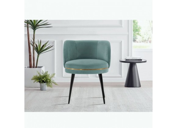 Manhattan Comfort Modern Kaya Pleated Velvet Dining Chair In Mint Green