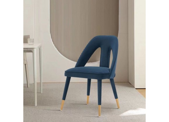 Manhattan Comfort Modern Neda Velvet Dining Chair In Midnight Blue