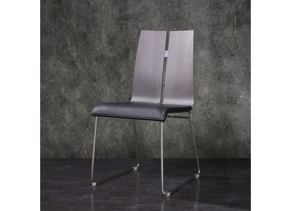 Lauren Dining Chair. Grey & Black Faux Leather