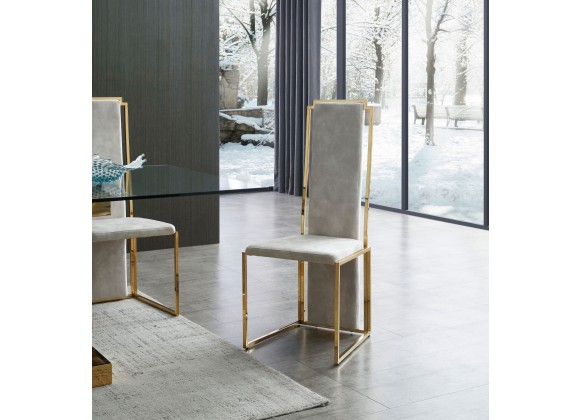 Whiteline Modern Living Sumo Dining Chair In Natural Adore Beige Fabric And Polished Gold Stainless Steel Frame - Lifestyle