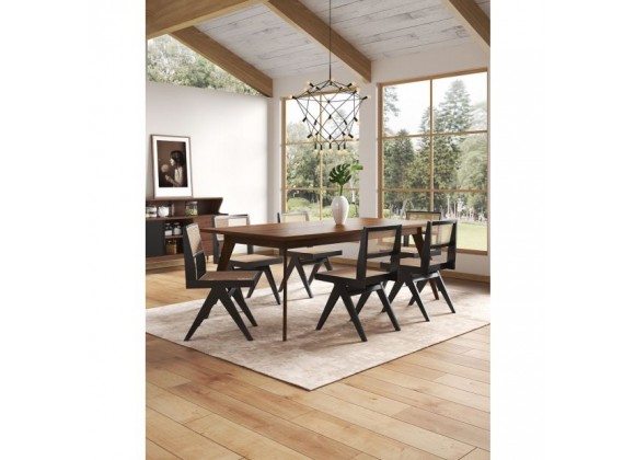 Manhattan Comfort Hamlet Dining Chair in Black and Natural Cane  Set