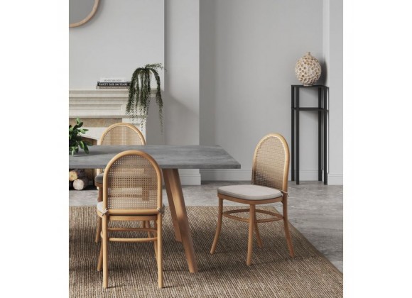 Manhattan Comfort Paragon Dining Chair 1.0 with Cream Cushions in Nature and Cane - Set 