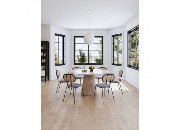 Manhattan Comfort Jardin Dining Chair in Black with Cane and Grey Upholstered Seating - Set 