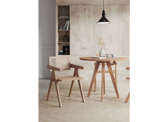 Manhattan Comfort Hamlet Dining Arm Chair in Nature Cane Set