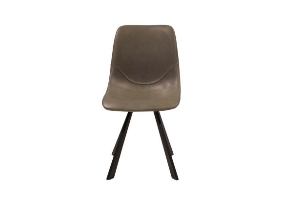 Bernside Dining Chair Grey Vintage Leatherette with Black Powder Coated Metal Set of 2 - Front