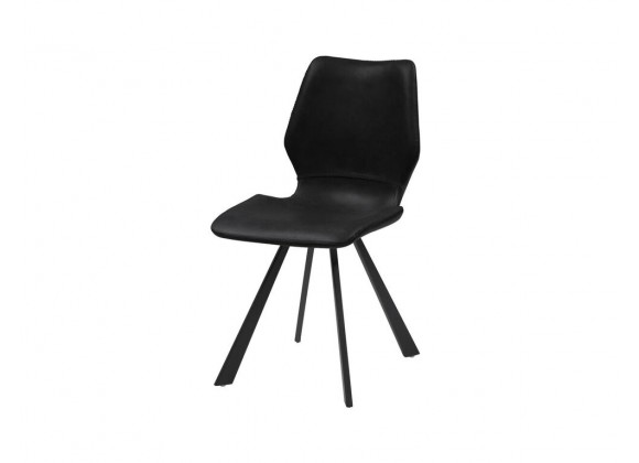 Bernadette Dining Chair Black Leatherette with Black Powder Coated Metal Set of 2 - Angled