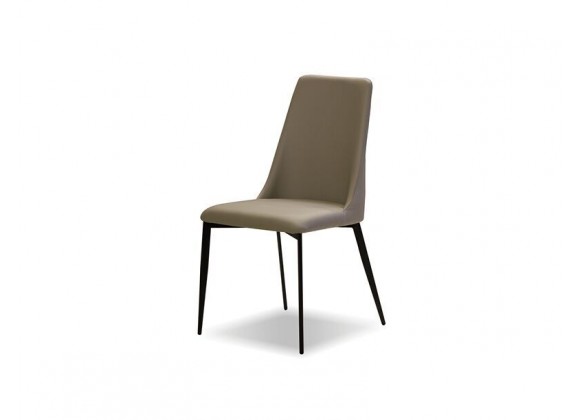 Seville Dining Chair Taupe Leatherette with Matte Black Legs Set of 4