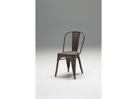 Zinc Dining Chair Bamboo Wood Seat with Bronze Powder Coated Steel