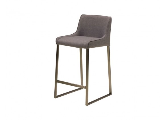 Bennett Counter Stool Light Grey Fabric with Brushed Stainless Steel - Angled