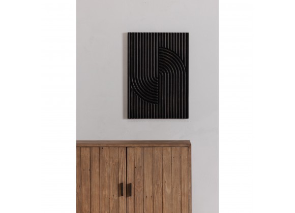 Moe's Home Collection Knott Carved Wood Wall Art Washed Black - Lifestyle