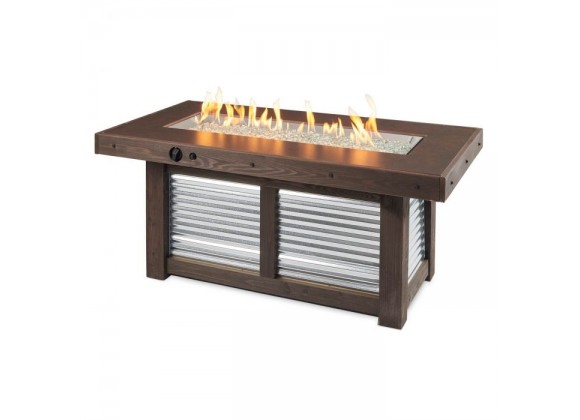 Outdoor Greatroom Company Denali Brew Linear Fire Pit Table Front View