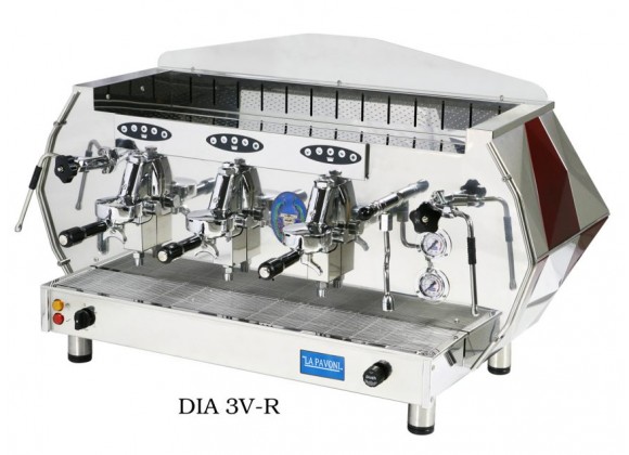 Commercial Volumetric Espresso Machine in Red Side Panels - 3V