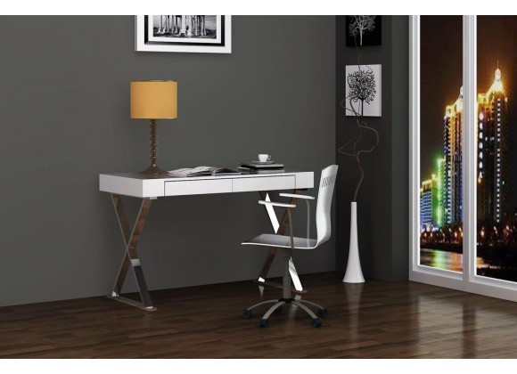 Elm Desk Large In High Gloss White With Two Drawers 
