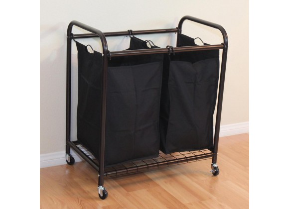 Oceanstar 2-Bag Rolling Laundry Sorter - Bronze - Lifestyle