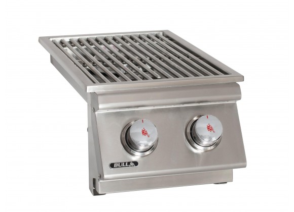 Bull BBQ Double Slide-In Sideburner - Angled and Open - Close-up