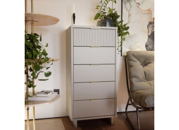 Manhattan Comfort Granville Tall 23.62" Modern Narrow Dresser with 5 Full Extension Drawers in Light Grey