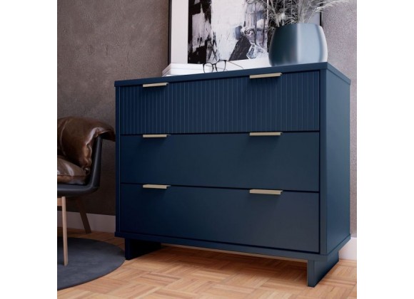 Manhattan Comfort Granville 38.18" Modern Standard Dresser with 3 Full Extension Drawers in Midnight Blue