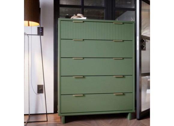 Manhattan Comfort Granville 45.27" Modern Tall Dresser with 5 Full Extension Drawers in Sage Green