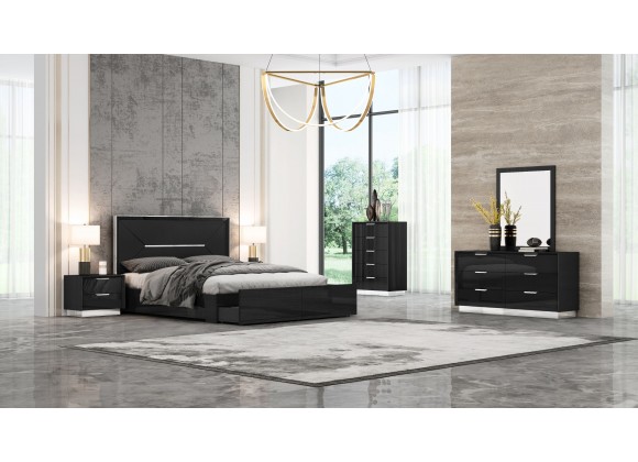 Whiteline Modern Living Navi Dresser Double High Gloss Black - Lifestyle