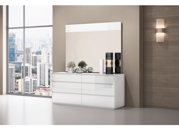 Malibu Dresser High Gloss White With 6 Self Close Drawers - Lifestyle
