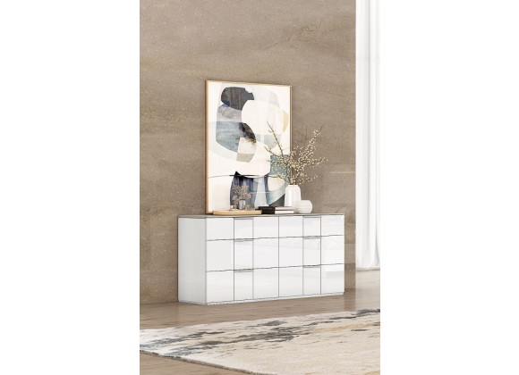 Whiteline Modern Living Daisy Dresser In High Gloss White 6 Self Close Drawers - Lifestyle