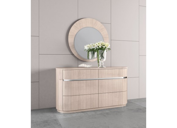 Whiteline Modern Living Waves Dresser In High Gloss Beige Angley - Lifestyle 1