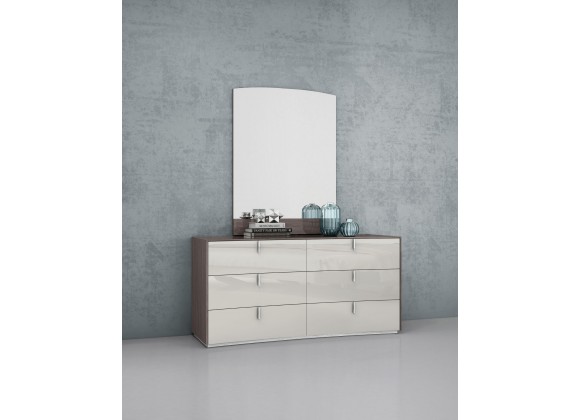 Whiteline Modern Living Berlin Dresser In High Gloss Chestnut Grey - Lifestyle