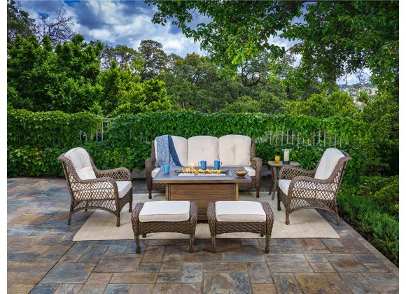 Tortuga Outdoor Rio Vista 7pc Fire Table Sofa Set (Sandstone)