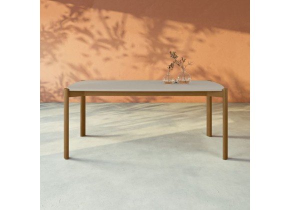 Manhattan Comfort Mid-Century Modern Gales 70.87 Dining Table with Solid Wood Legs in Greige