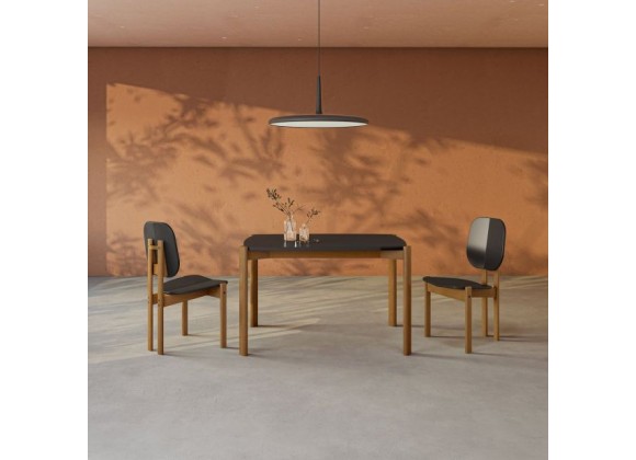 Manhattan Comfort Mid-Century Modern Gales 47.24 Dining Table with Solid Wood Legs in Matte Black Set