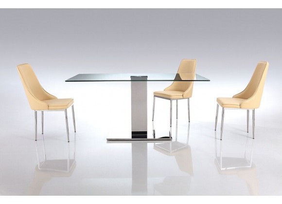 Genoa Dining Table With Clear Tempered Glass Top - Lifestyle