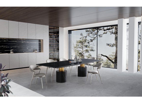 Geneva Dining Table Cylinders in Gold- Lifestyle 1