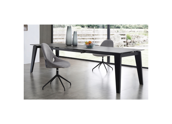 Whiteline Modern Living Theo Extendable Dining Table In Birch Wood Legs In Black - Lifestyle