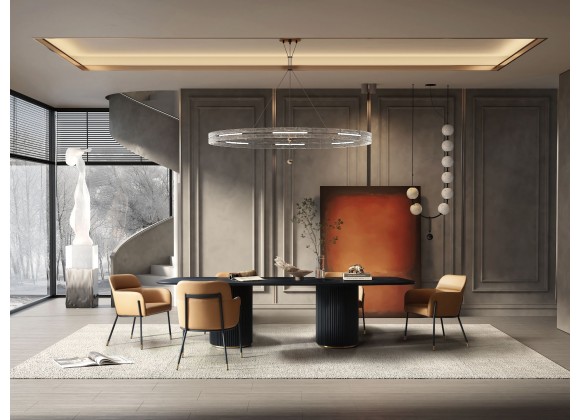 Whiteline Modern Living Heidi Dining Table In Timber Veneer Top In Black Oak - Lifestyle