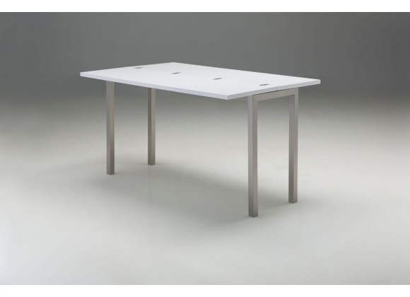 Dining Alure Dining Table High Gloss White with Brushed Stainless Steel