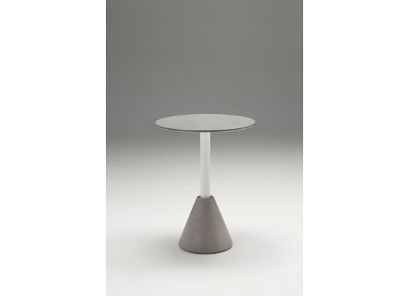 Cayo Dining Table Grey Concrete Texture with White Galvanized Powder Coated Steel