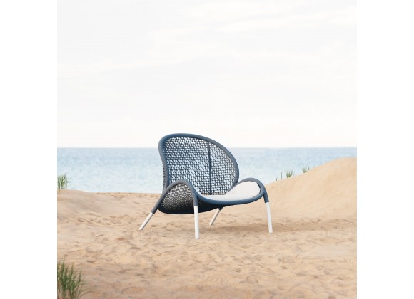 Azzurro Dune Club Chair Matte Charcoal Frame With Royal All-Weather Rope and Cloud Cushion - Lifestyle